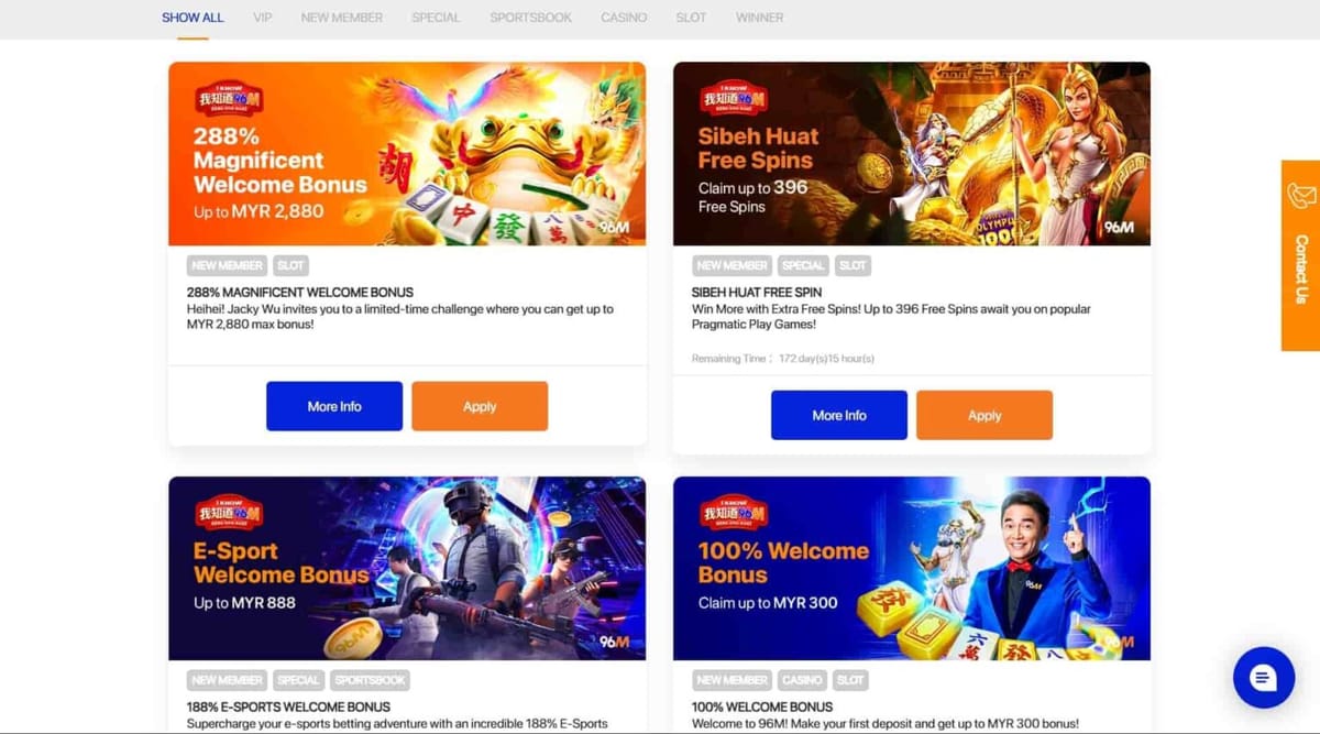96M online casino Malaysia promotion